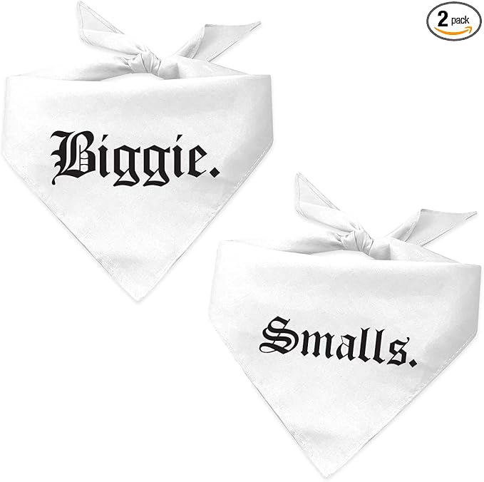 Biggie and Smalls Matching 90's Hip Hop Dog Bandana 2 Pack (White, OS 403/407) GB