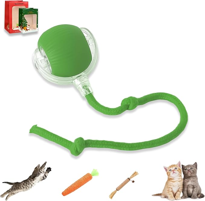 2026 New Generation Interactive Cat Toys Indoor, 360° Smart Automatic Cat Ball Three Modes with Long-Lasting Durability, for All Cats & Dogs (Green, No Wake)