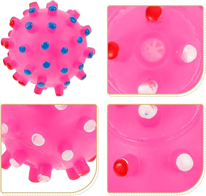 Beavorty Small Thorn Ball Dog Toy with Squeaker 2.75 Inch Vinyl Chew Ball Quack Sound Pet Toy for Interactive Play Stress Relief Cats Dogs