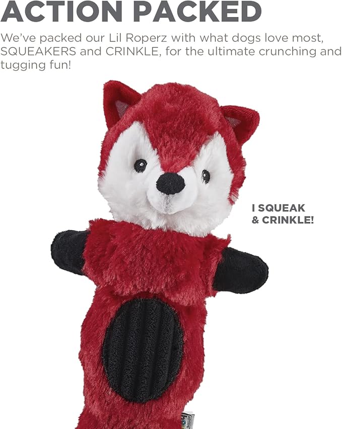 Charming Pet Lil Roperz Fox Durable Plush and Rope Tug Dog Toy (Pack of 3)