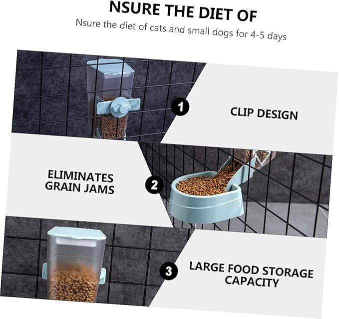 Mobestech Hanging Automatic Small Pet Feeder for Birds and Hamsters, Blue Plastic Bird Cage Accessory, Convenient Outdoor and Indoor Use