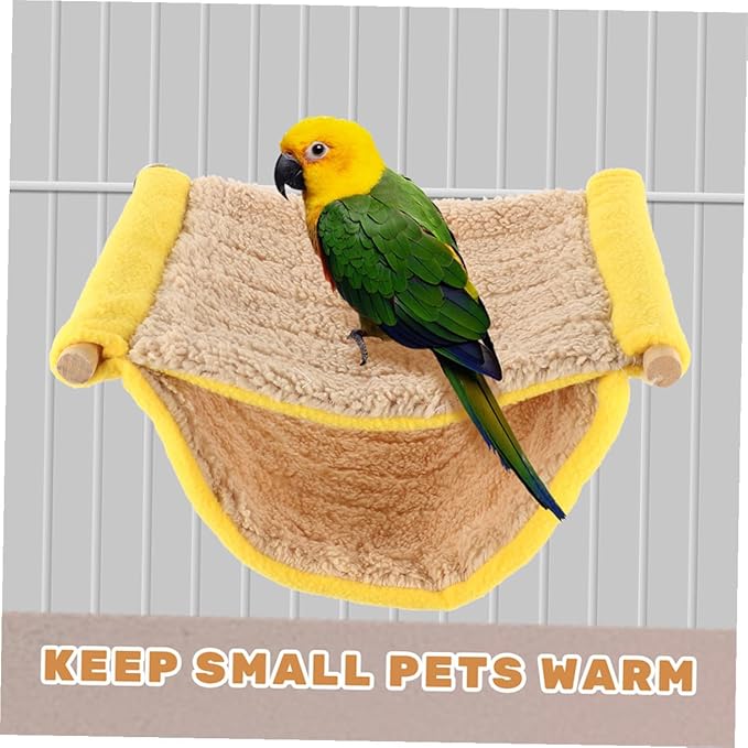 Unomor Small Animal Hammock Dual Layer Hanging Sleeping Nest Soft Plush Bed for Hamsters Parakeets and Birds Cage Accessory
