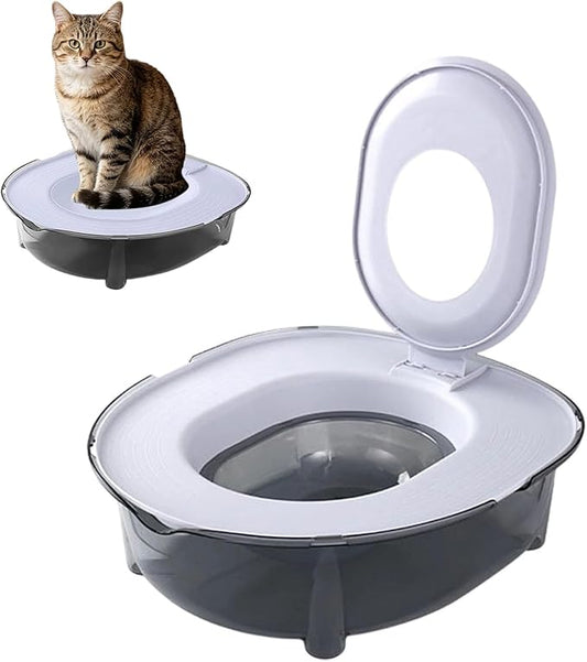 Cat Toilet Training Kit, Portable Litter Box with Flushable Design, Odor Control and Anti-Splash, Large Thickened Pp Material for Kittens and Cats (Grey)