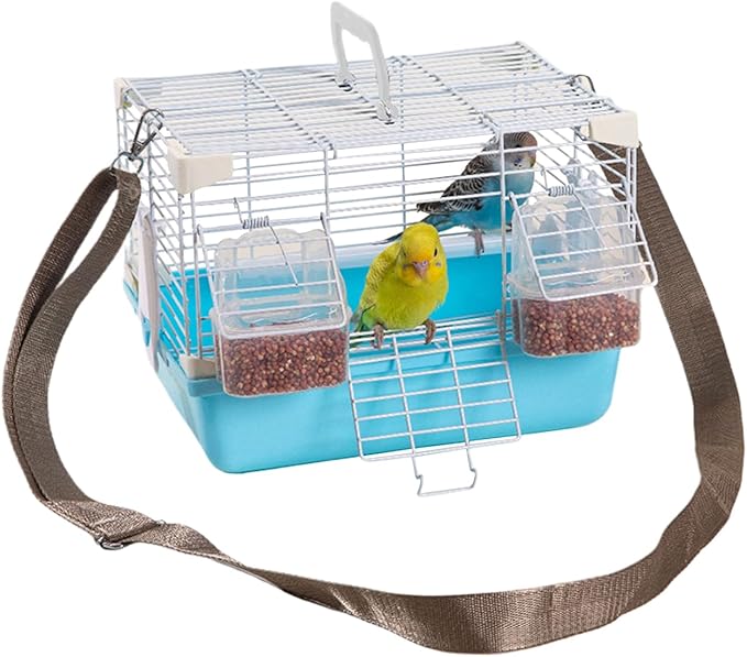 Bird Travel Cage - Portable Small Aviary, Heavy Duty Handle Design, Safe Sturdy Construction, Premium Pet Housing, Top Performance Cage, Cockatiels Budgies Pearl Munias Use 10.63x7.87x7.87 Inches