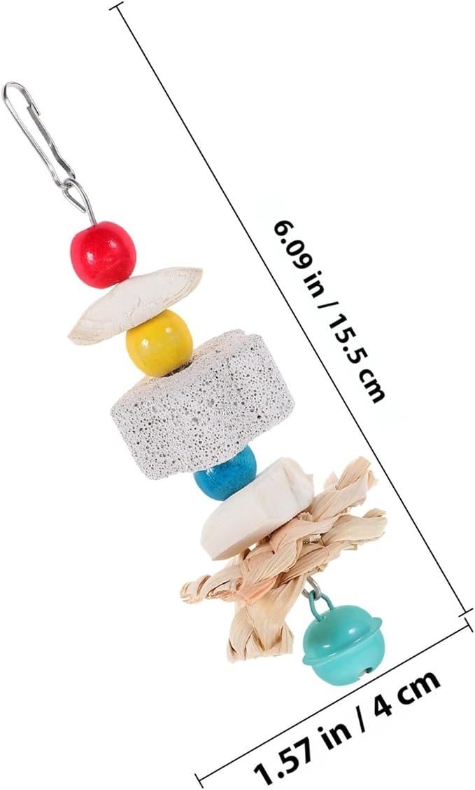 Toddmomy Parrot Hanging Chewing with Natural Volcanic Rock and Cuttlefish Bone, Small Animal Chew for Rabbits, Hamsters, Guinea Pigs, and Birds, Cage Accessory for Teeth Grinding