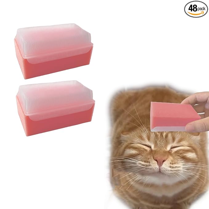 2PC Soft Cat Brush for Grooming - Gentle Cat Tongue Brush with1300+Barbed Serrations, Brushes for Sensitive Cats-Lightweight, gentle, Perfect for Daily Grooming&Enhancing Bonding (Pink)