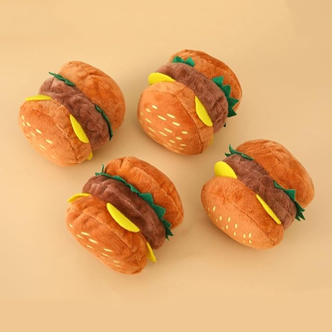 1pc Hamburger Shape Dog Squeaky Toy,Dog Squeak Toy for Pet Dogs Biteable Chewing Squeeze Hamburger Bone Toy Biting Resistant Cat Soft Pet for Dogs