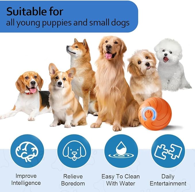 2025 New Shaky Ball Toy for Dogs,Interactive Dog Toys,2025 New Vibrating Dog Balls,USB Rechargeable Automatic Moving Toy Ball for Small Dogs and Cats (Orange)