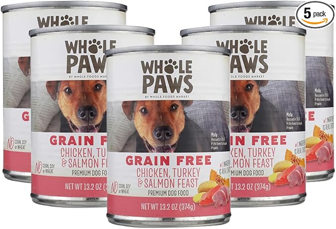Whole Paws,Chicken,Turkey and Salmon Dog Food,13.2 Ounce,(Pack of 5)