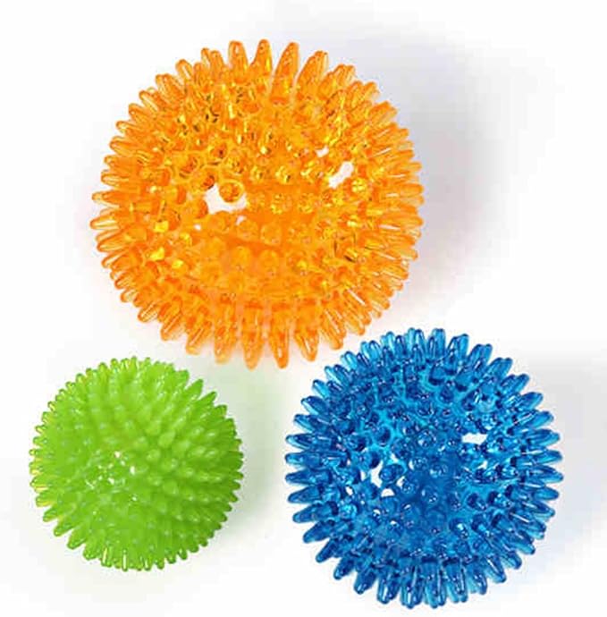 3 Pcs Pet Squeaky Chewing Balls Puppy Chew Toys Soft Stab Balls Cleaning Teeth Toys Play Balls with High Bounce for Large Medium Small Pet Dog Cat