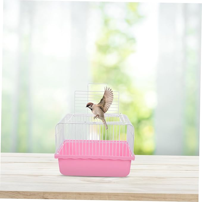 Yardwe Portable Bird Travel Cage for Lovebirds Parakeets Cockatiels Lightweight Plastic Carrier Transparent Window for Easy Observation Easy to