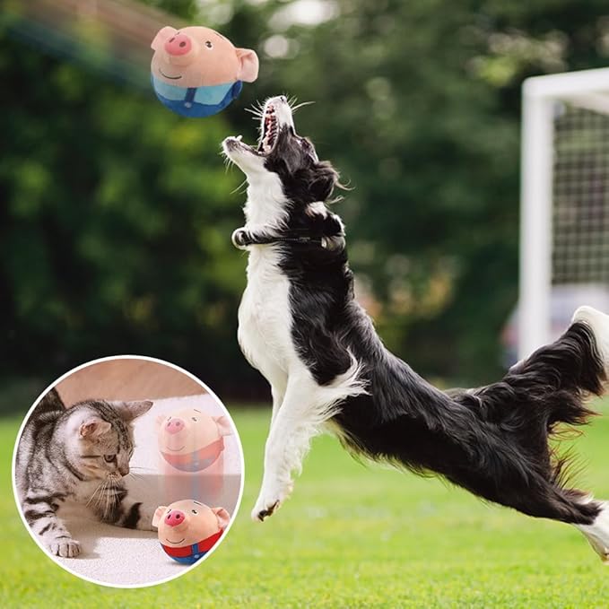 Interactive Dog Toys,2024 New Active Moving Pet Plush Toy,Squeaky Moving Dog Ball Toy,Rechargeable Puppy Toys to Keep Them Busy,Washable Pig Plush Toys