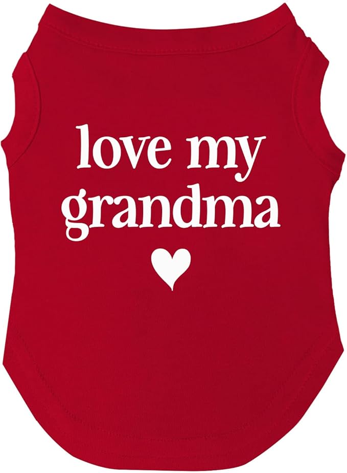 Love My Grandma Mother's Day, Valentine's Day Dog Tee Shirt Sizes for Puppies, Toys, and Large Breeds (Red, 6X-Large 399)