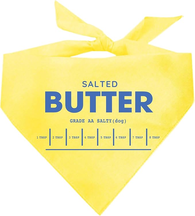 Stick of Butter Costume Dog Bandana | 100% Cotton Adjustable Triangle | Made in USA | Funny Food Costume | Yellow Stick Look | Kitchen Fun | Halloween | Dog Humor |Yellow, X-Small (1379)