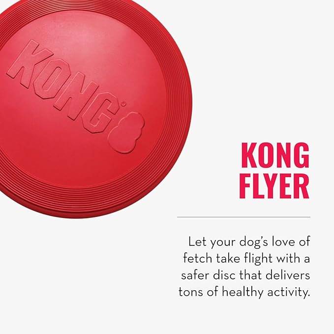 KONG Goodie Bone & Flyer - Dog Toys to Enrich Playtime - Dog Bone & Soft Throwing Disc Support Mental Engagement - Rubber Bone for Treats - Rubber Flying Disc with Dynamic Rebound - for Medium Dogs