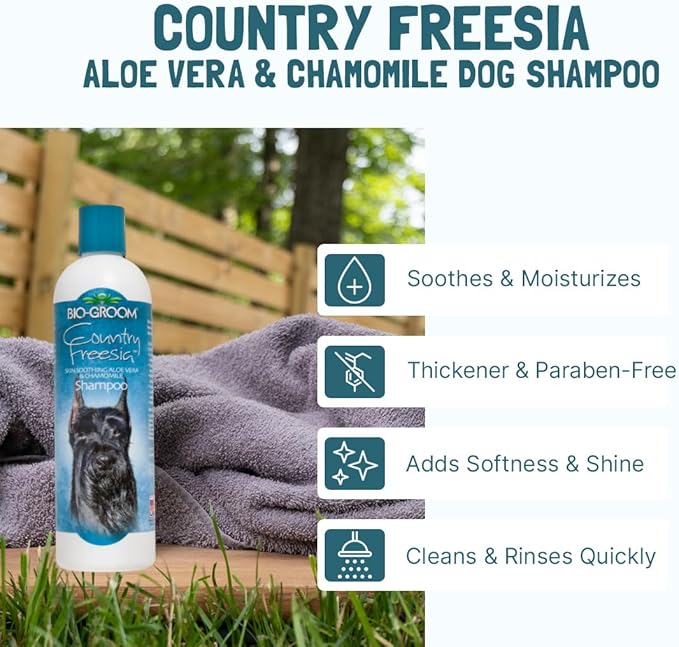 Bio-Groom Country Freesia Dog Shampoo – Natural Scent Pet Shampoo, Aloe Vera, Chamomile, Cat & Dog Bathing Supplies, Puppy Wash, Cruelty-Free, Made in USA, Quick Rinse Cat Shampoo – 12 fl oz 1-Pack