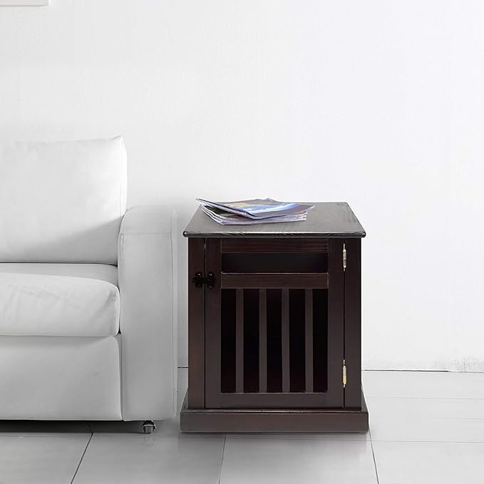 Casual Home Wooden Small Pet Crate, End Table, Espresso,19.5"W x 22.5"D x 22.5"H