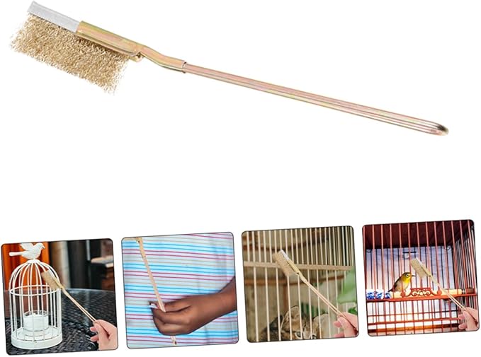 BESPORTBLE 1Set Long Handle Bird Cage Cleaning Brush Sturdy Steel Copper Wire Bristles for Deep Cleaning Platforms Accessories User Friendly Design for Easy Use Comprehensive Cage