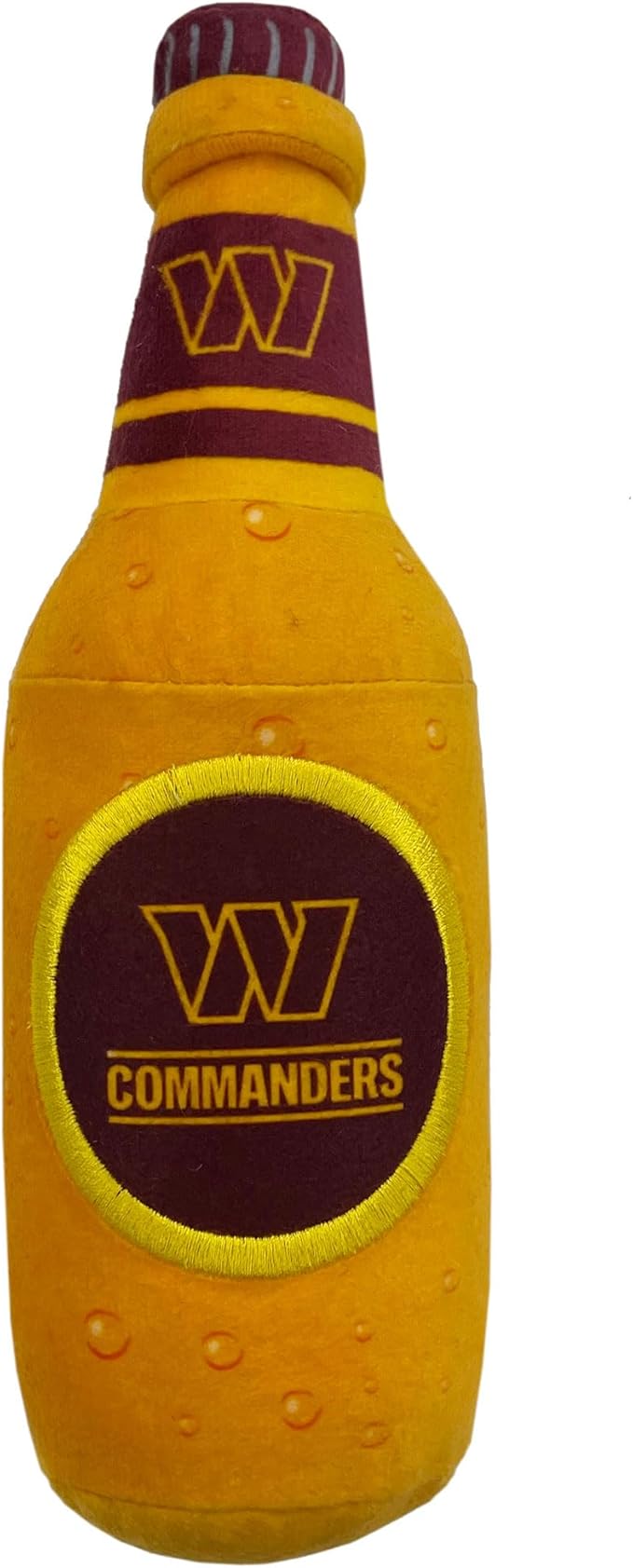 Pets First NFL Washington Commanders Beer Bottle Plush Squeak Toy - Cutest Stadium SODA Bottle Snack Plush Toy for Dogs & Cats with Inner Squeaker & Beautiful Football Team Name/Logo (WAC-3343)