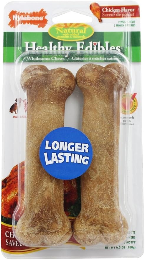 Bone with Vitamins Dog Chew Toy - Chicken Flavor (2 Pack)