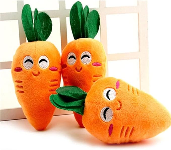1Pc Orange Carrot Dog Toys, Cute Carrot Plush Chew Squeaker Sound Pet Puppy Supplies Plush Dog and Cat Toys with Multi-Squeaks, Carrot Dog Toy(This product is not suitable for children under 12)