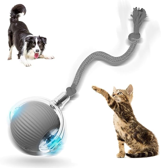 2026 New Self Rolling Dog Ball Interactive Cat Toys Automatic Cat Toy Self Moving Dog Toys, Interactive Rolling Dog Ball, 360° Smart Automatic Toy Electric. (Gray)