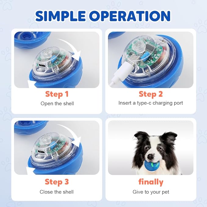 Interactive Dog Toys, 2025 Upgrade Vibrating Dogs Ball, Automatic Moving Dog Ball Rolling Balls, Pets Bouncing Rotating Balls Toys for Samll Dogs Cats (Blue-2pcs)