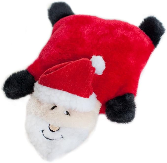 ZippyPaws Holiday Squeakie Pad Santa Squeaky No Stuffing Plush Dog Toy