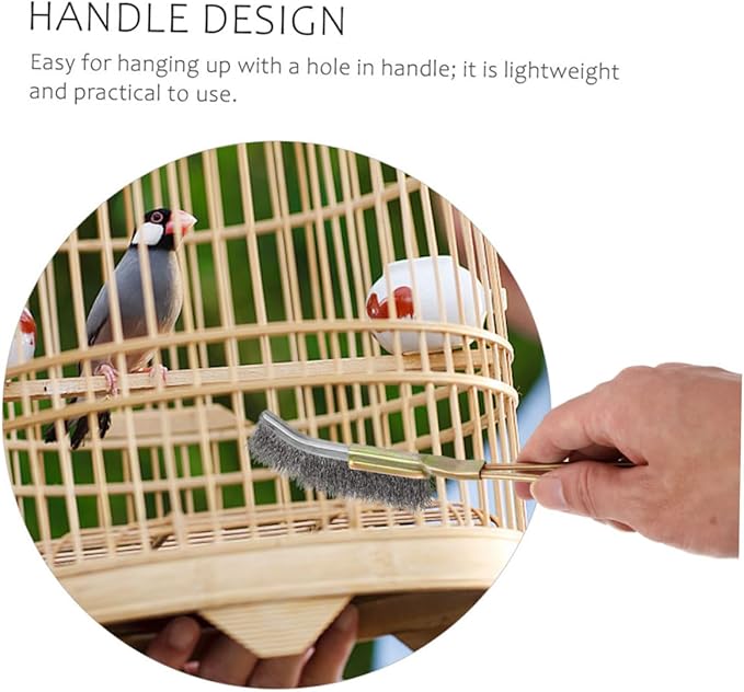 2pcs Copper Pet Cage Cleaning Brush Handle Bird Cage Brush for Easy Cleaning of Parrot and Bird Wire and Copper Material for Sturdy Use