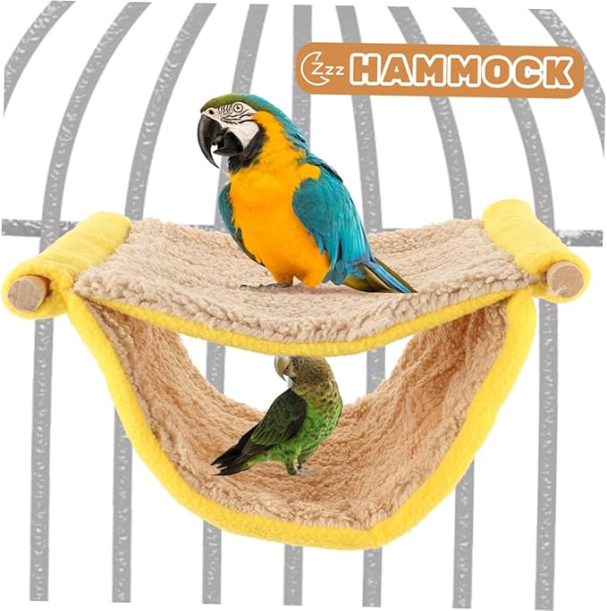 ARTIBETTER Double Layer Small Animal Hammock Soft Plush Hanging Bed for Ferrets Hamsters Small Birds Cage Accessory Yellow Cozy Hideout