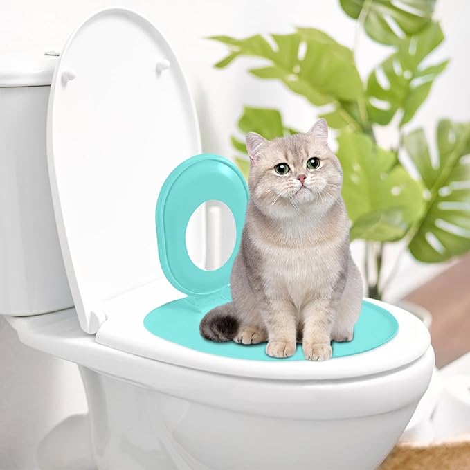 Cat Toilet Training Pad,2026 Cat Toilet Training Kit,Reusable Thrainer,Trainig Seat Tool,Washable Cleaning Pad for Cats,Portable Trainer for Home Pet Shop Pet Care,Easy Installation (Blue)