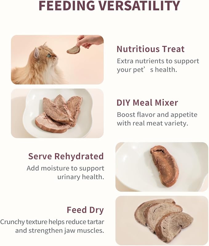 Freeze-Dried Pork Heart Treat for Small Dog & Cat, Natural Single Ingredient Cats Dogs Dry Food, Dehydrated Whole Cut Pet Raw Treats for Heart & Coat Health(2.8 oz)