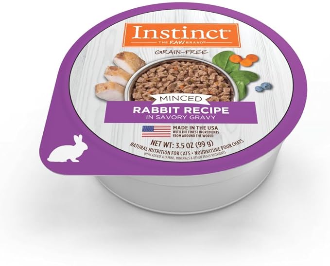Instinct Original Minced Natural Wet Cat Food, Grain Free Recipe - Real Rabbit, 3.5 oz. Cups (Pack of 12)