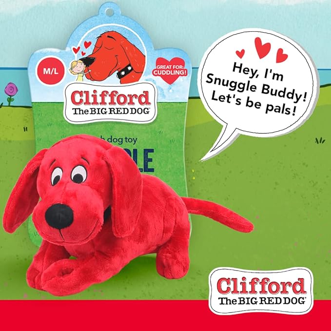 Clifford® Snuggle Buddy Plush Dog Toy | Cozy Dog Stuffed Animals Play Toy for Medium to Large Dogs | Comfort, Squeakers, Crinkle, Interactive Bonding