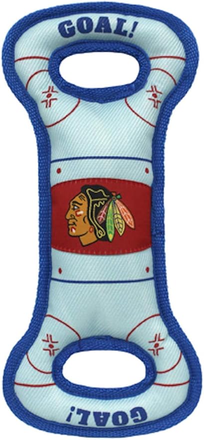 Pets First NHL Chicago Blackhawks Ice Hockey Rink PET Toy with Inner Squeaker. A Tough Toy for Dogs & Cats with Exciting Hockey Graphics, Gorgeous Team Logo & Double Stitch Trims
