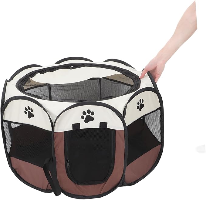 POPETPOP Dog Playpen Roof Portable Pet Tent House for Indoor Outdoor Use Large Capacity Octagonal Design Secure Locking Mechanism for Large Dogs and Cats