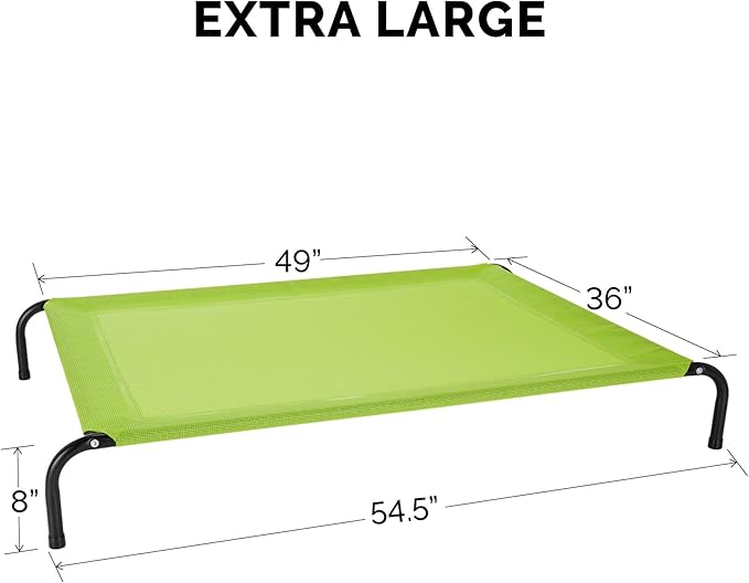 Furhaven Elevated Pet Cots - Cooling & Breathable Nylon Mesh Hammock for Large Dogs/Easy-to-Assemble/Durable and Reinforced/Perfect for Rest & Relaxation Outdoors - Gecko Green, Extra Large