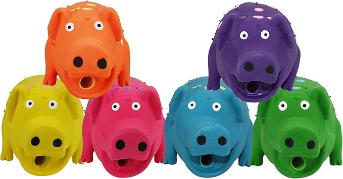 MultiPet Goblets Pig Latex Dog Toy Assorted Colors Size:Pack of 2
