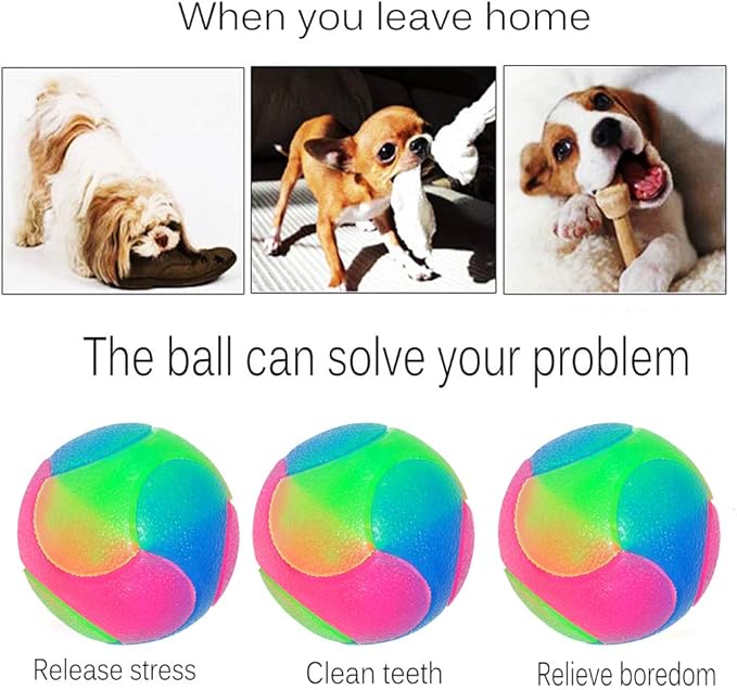 2 pcs Large Light Up Dog Balls Flashing Elastic Ball Bouncy Glow in The Dark Interactive Jumping Blinking Dog Ball Pet Toys for Golden Retriever,Labrador,Large Dogs