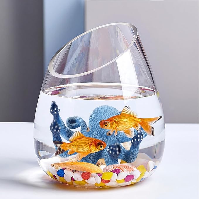 Octopus Aquarium Decorations Glow Fish Tank Decorations Aquarium Accessories for All Kinds of Fish and Aquatic Pets Resin Decorative Octopus Sculpture Garden Decor Ornaments (Blue Octopus)
