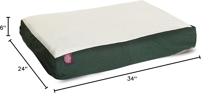 Majestic Pet 34x24x3 Inch Green Orthopedic Memory Foam Rectangle Dog Bed – Medium Size Crate Dog Bed for Dogs with Joint Pain, Arthritis – Durable Pet Mattress with Egg Crate Foam, Washable Cover