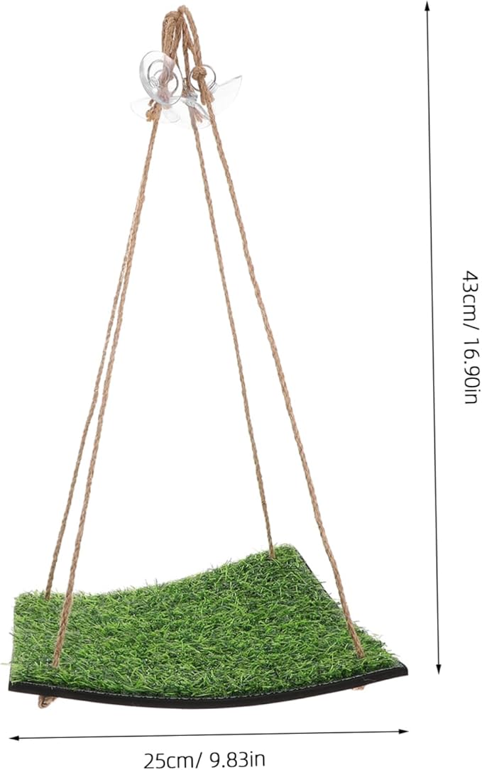 COLLBATH Artificial Grass Hammock for Small Pets Gecko Climbing Net and Bird Cage Accessory Indoor Outdoor Use Fun Habitat Enhancer for Lizards and Birds