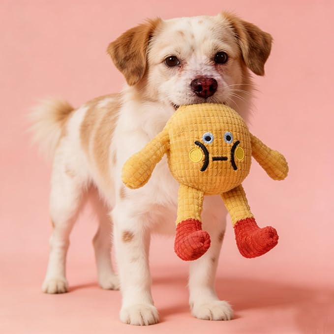 Squeaky Plush Dog Toy, Waffle-Shaped Soft Stuffed Pet Toy for Dogs & Cats - Durable, Safe, Interactive with Crinkle Sound, Fun for Playtime