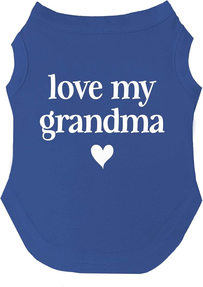 Love My Grandma Mother's Day, Valentine's Day Dog Tee Shirt Sizes for Puppies, Toys, and Large Breeds (Royal Blue, 3X-Large 399)