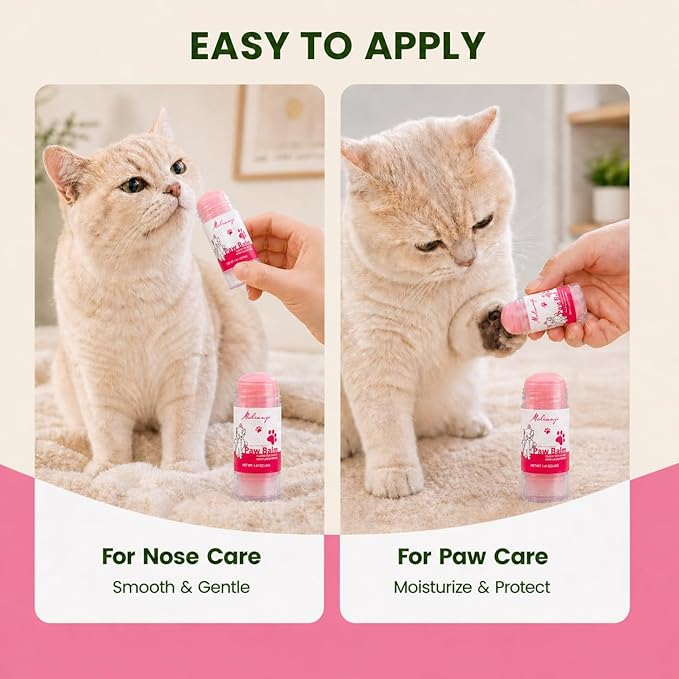 Cats Paw Balm Lick Safe,paw Butter for Cat-Friendly Natural Ingredients1.41oz, Pet Paw Wax moisturizer for Cat,for Healing Cracked Dry Paws,Snouts,Joint Care,Nose Butter for Cats,Pink
