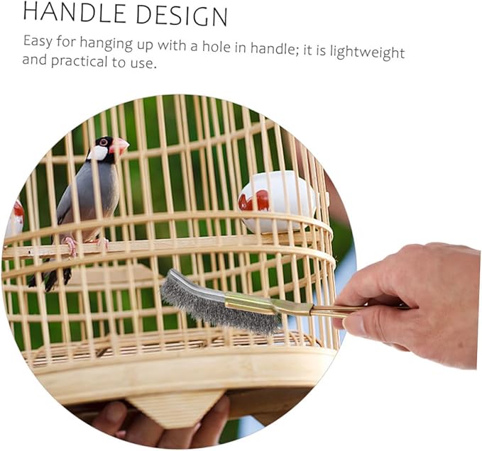 2pcs Handle Bird Cage Cleaning Brush Copper Wire Brush for Easy Daily Maintenance of Parrot Cages and Accessories
