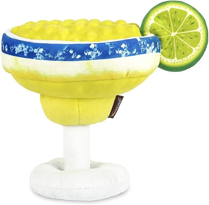 P.L.A.Y. Cute Plush Dog Toys - Barktender Bar & Drink Themed Durable Squeaker Toy, Great for Puppies & Small, Medium, Large Dogs - Hidden Rope, Crinkle, Machine Washable, Recycled Material (Margarita)