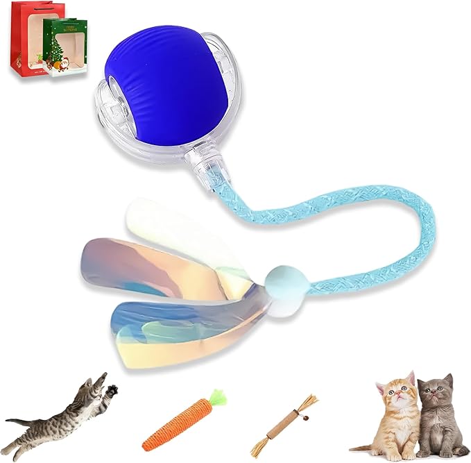 2026 New Generation Interactive Cat Toys Indoor, 360° Smart Automatic Cat Ball Three Modes with Long-Lasting Durability, for All Cats & Dogs (Blue, Wake D)