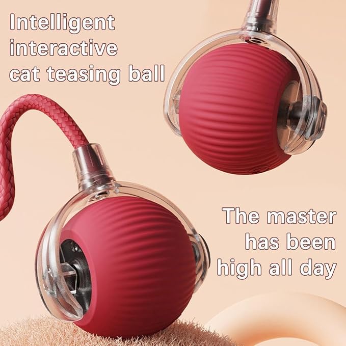 Interactive Cat Toy,Electric DogBall Toy,Cat Toys for Indoor Cats,Chewie Viral Dog Ball,Adjustable Sports RollingToy,Electric Rolling Ball Christmas Birthday Gift for Pets.(Red)