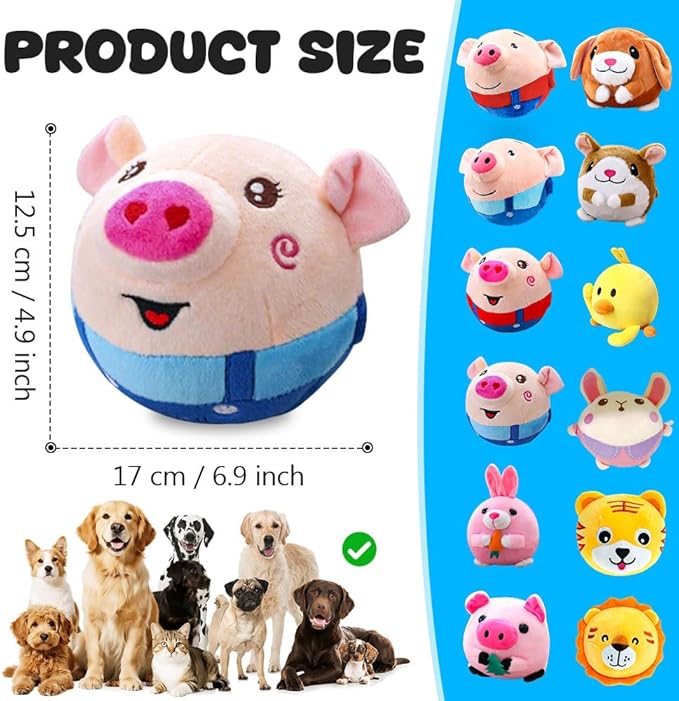Interactive Dog Toys, 2026 New Active Moving Pet Plush Toy, Rechargeable Squeaky Dog Ball Toy with Talking Sound, Washable Cartoon Pig Plush Toy (#05)